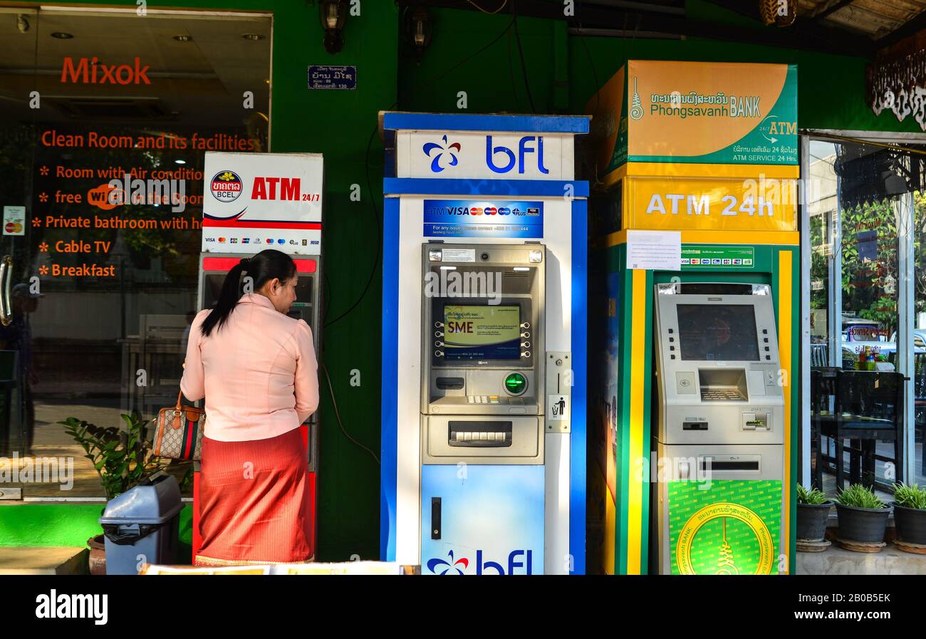 https www alamy com vientiane laos jan 29 2020 atm machines in vientiane laos vientiane is the capital and largest city of laos on the banks of the mekong river image344453163 html