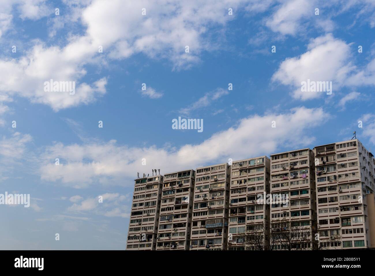 Hong Kong - January 12 2020 : Man Wah Sun Chuen, one of the oldest private housing estates in Hong Kong built in 1960s Stock Photo