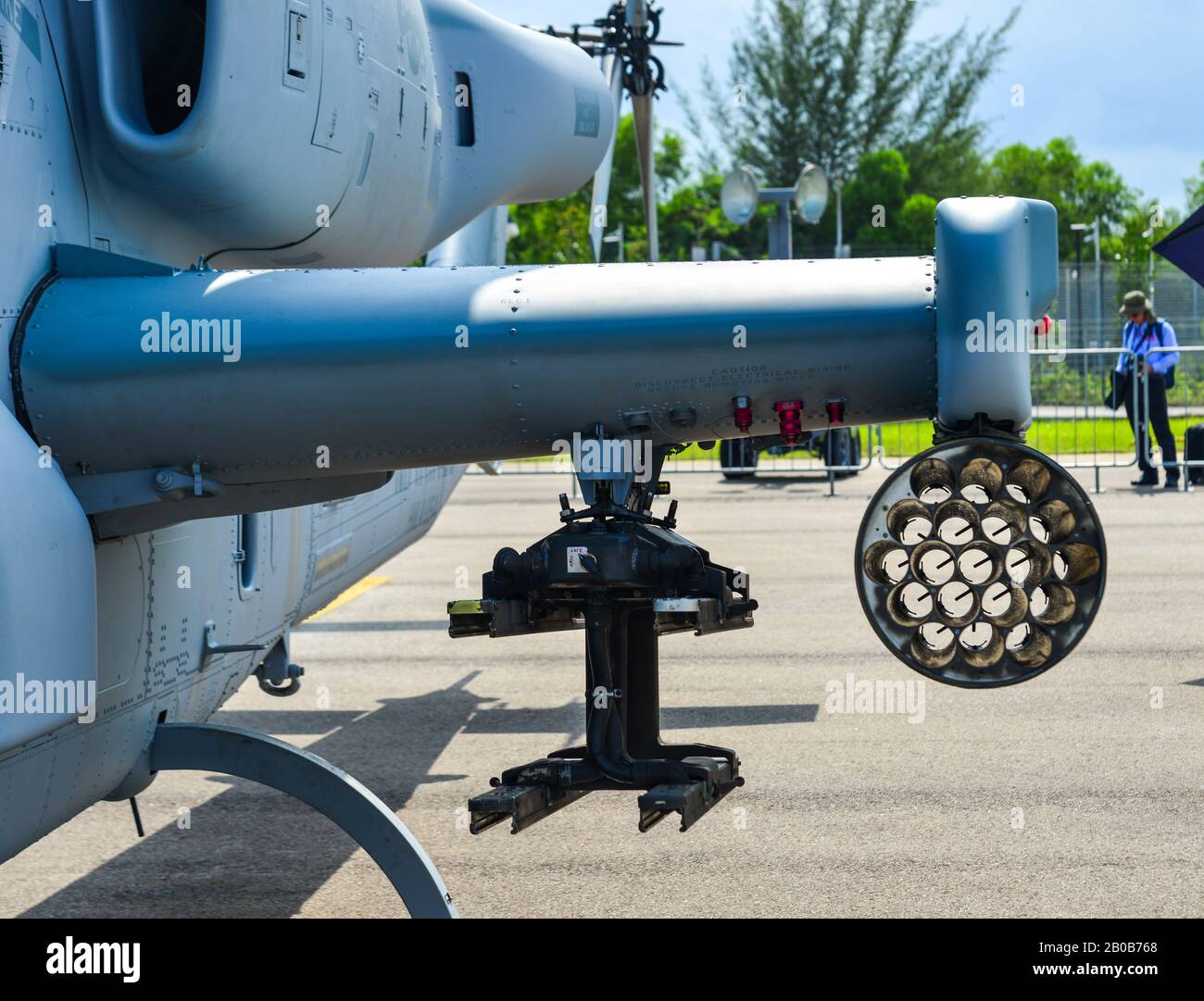 Singapore - Feb 12, 2020. Bell AH-1Z Viper attack helicopter of US Marine Corps for display in Changi, Singapore. Defense costs are increasing, especi Stock Photo