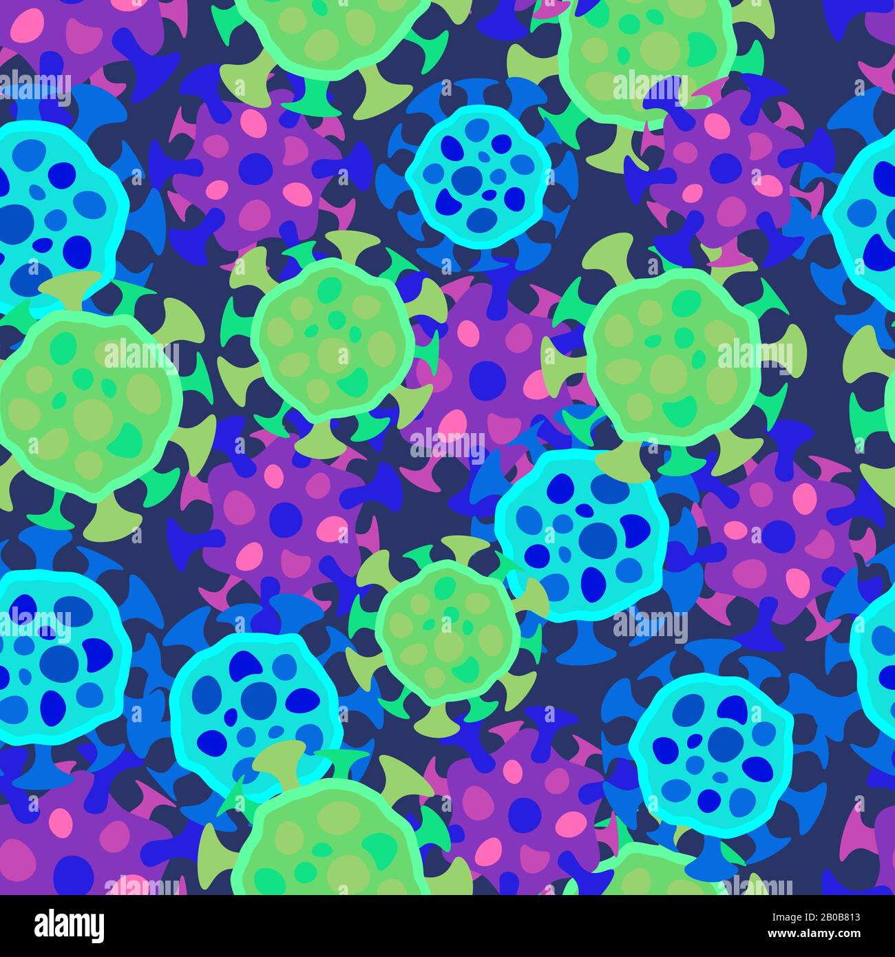 Flat simple cartoon bacterium seamless science pattern Stock Vector