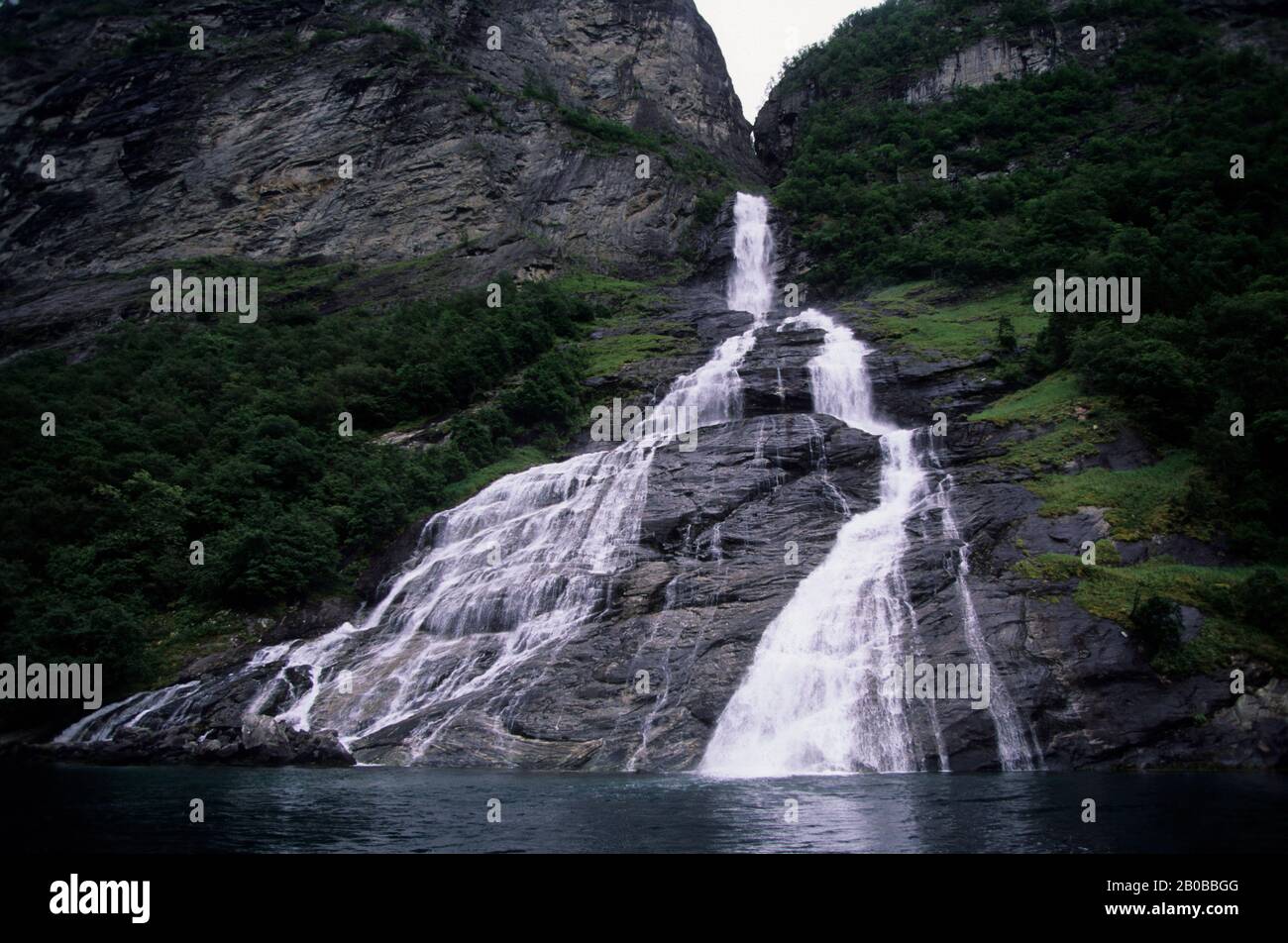 NORWAY, GEIRANGER FJORD, SUITOR WATERFALL Stock Photo