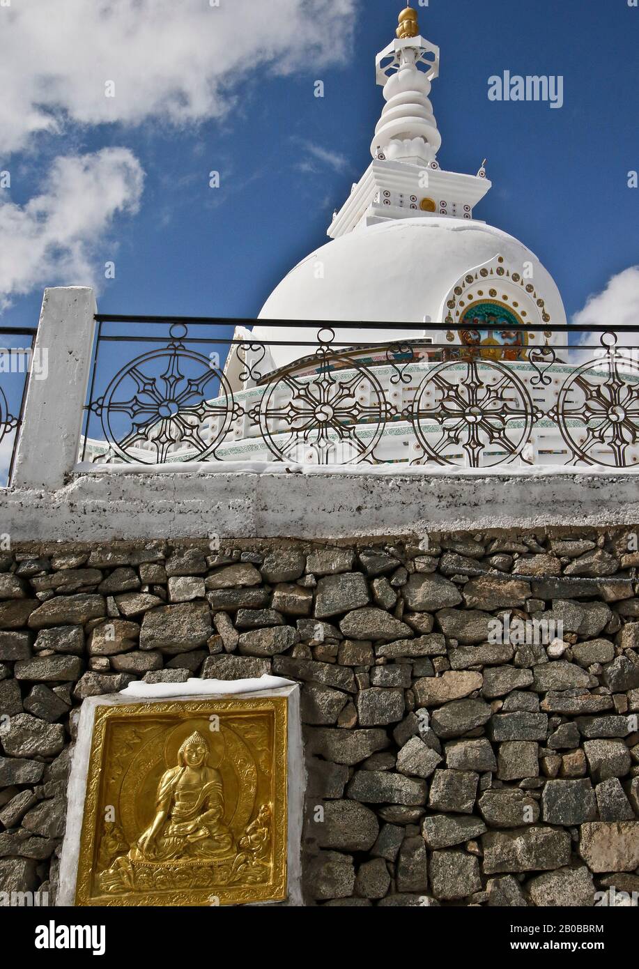 Shanti stupa in  Leh, Himalayas. Ladakh, India Stock Photo