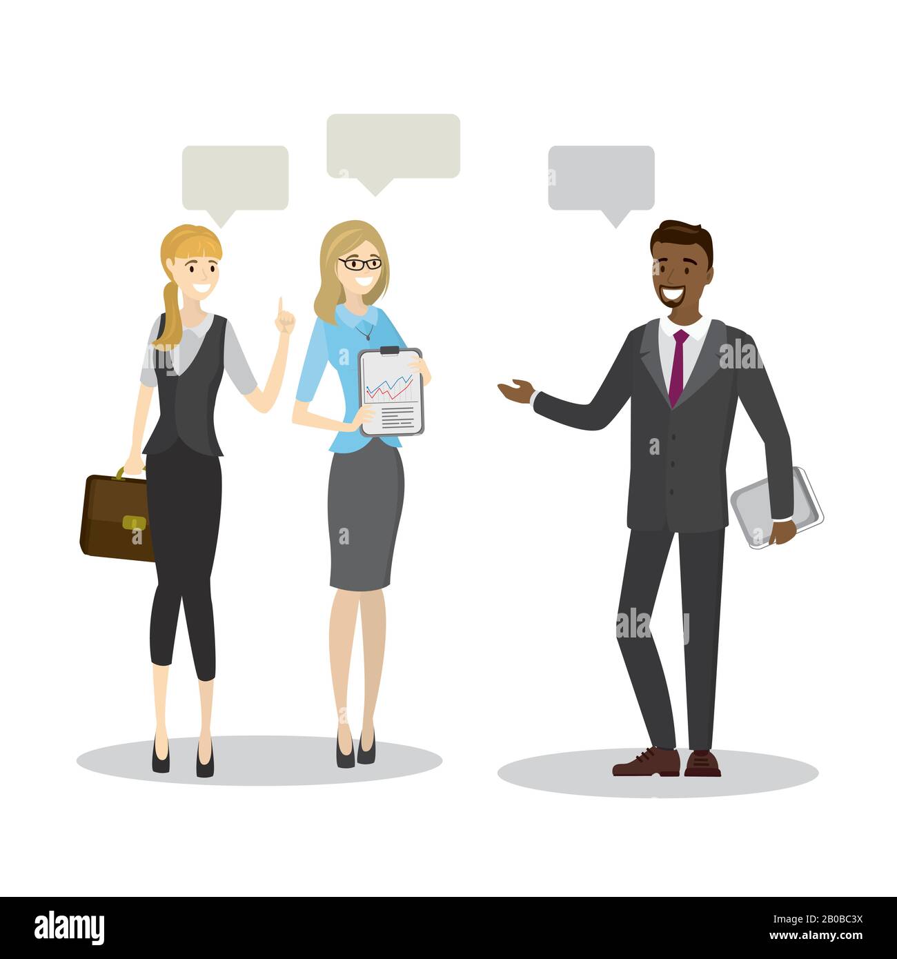 Beauty business people talk or teamwork brainstorming,isolated on white background,cartoon vector illustration Stock Vector