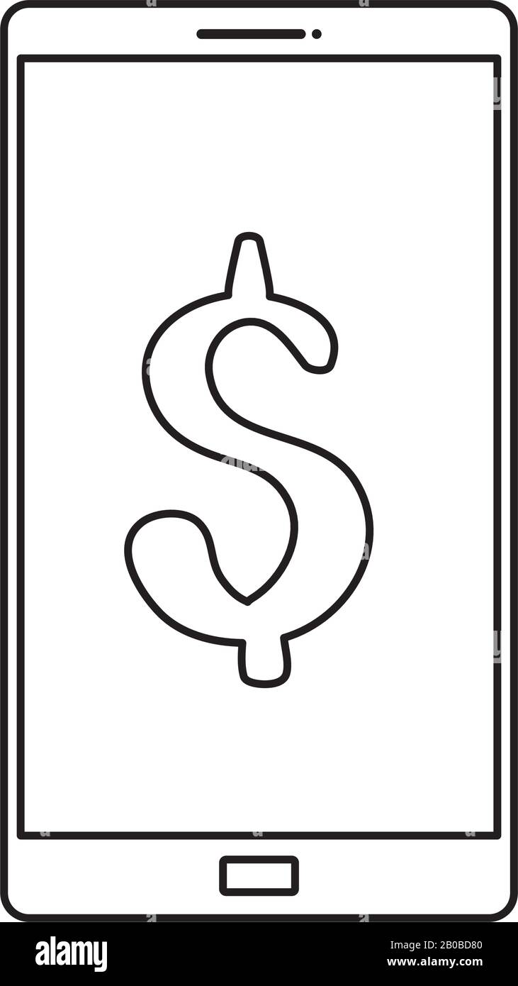 smartphone with symbol dollar line style icon Stock Vector Image & Art ...