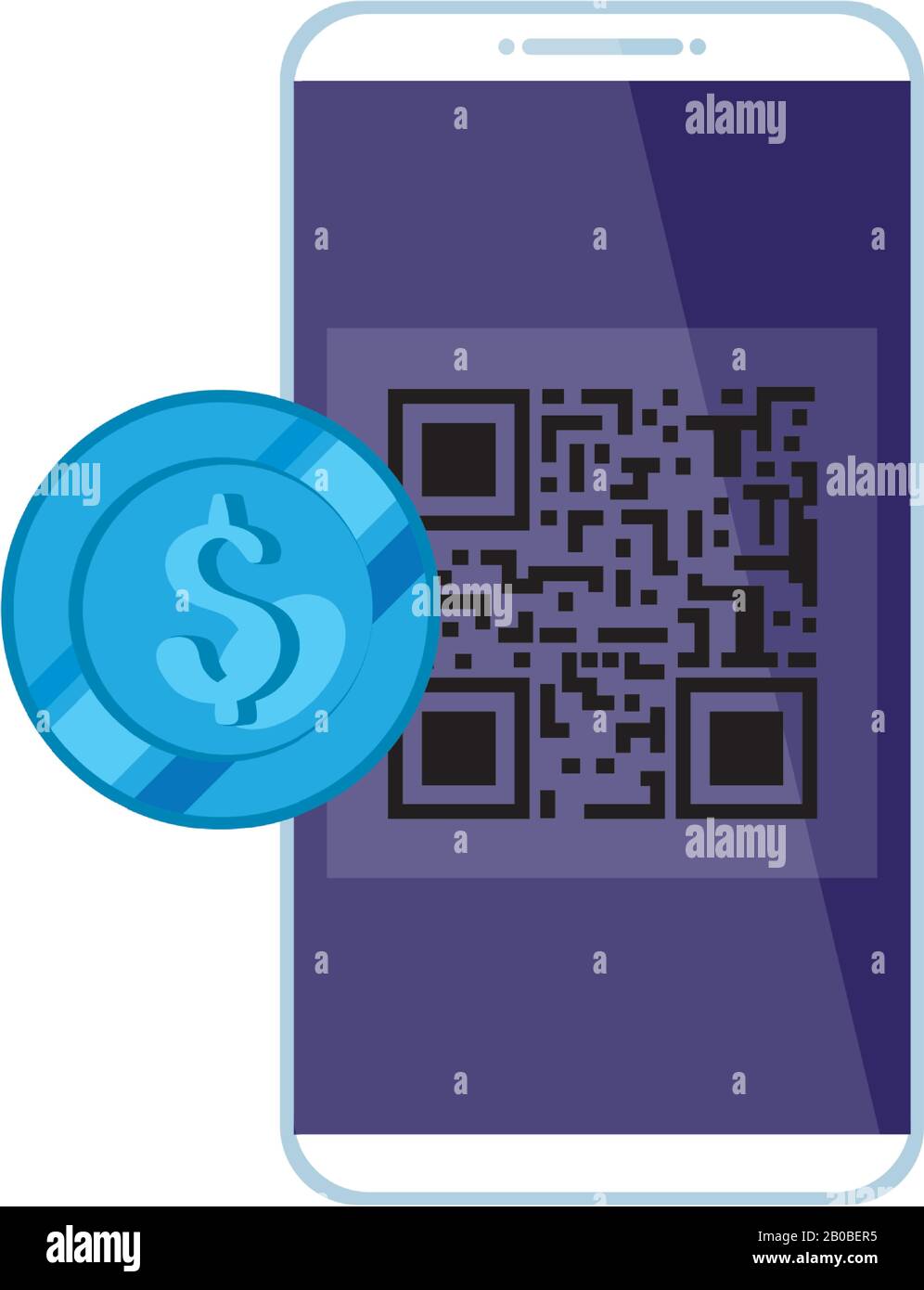smartphone with scan code qr and coin Stock Vector Image & Art - Alamy