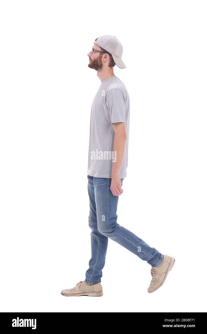 in full growth. modern young man stepping forward Stock Photo