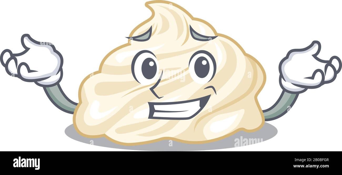 cute Grinning whipped cream mascot cartoon style Stock Vector