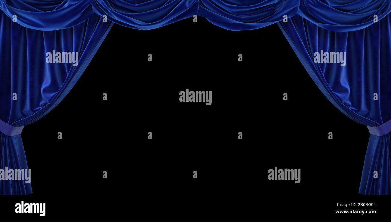 Blue velvet curtain on black background. By separating the curtains from  the black background you will get a beautiful presentation for home photos,  w Stock Photo - Alamy
