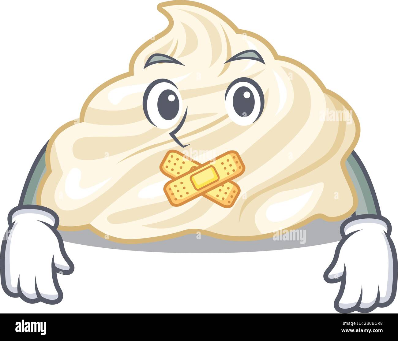 cartoon character design whipped cream making a silent gesture Stock Vector
