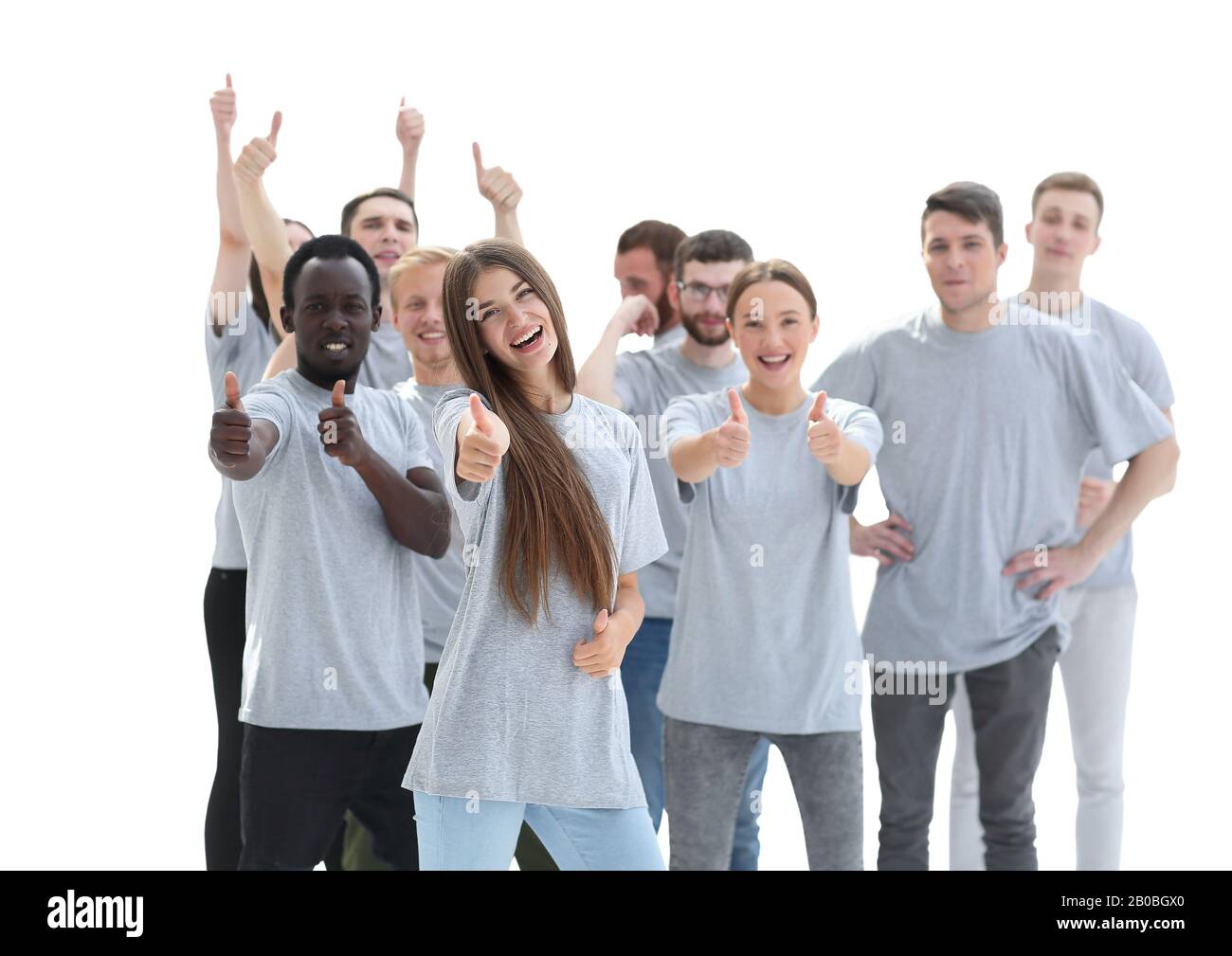 group of happy young people showing thumbs up Stock Photo - Alamy
