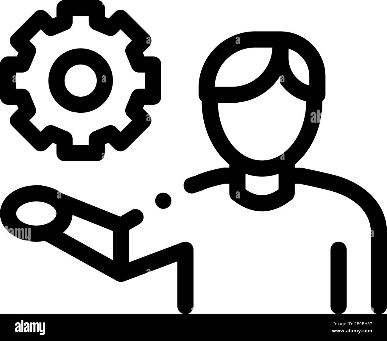 Man Hold Gear Icon Vector Outline Illustration Stock Vector Image & Art ...