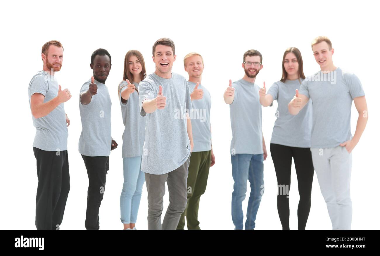 group of smiling young people showing thumbs up Stock Photo - Alamy