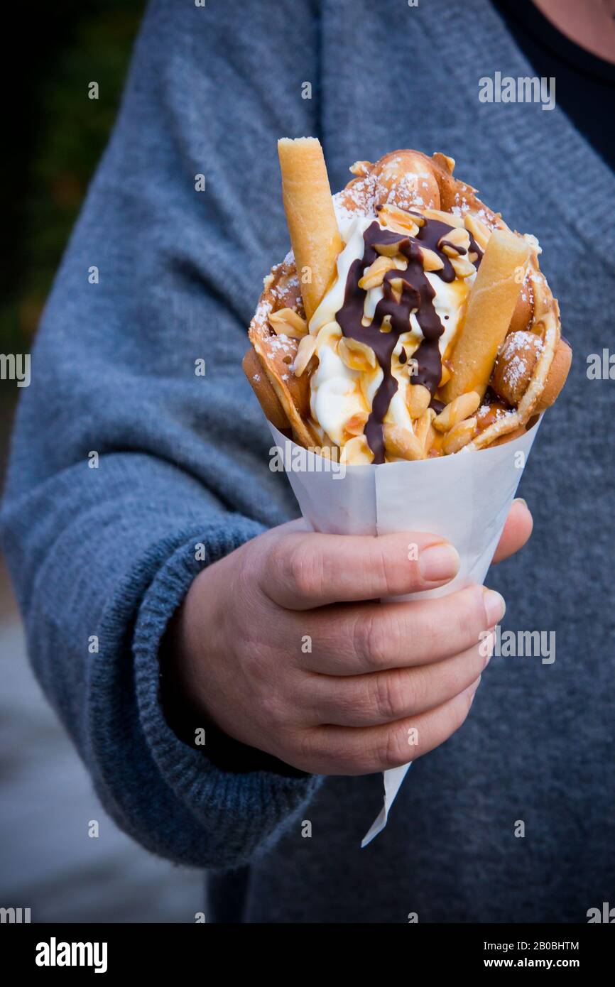 Bubble Waffle with ice cream Stock Photo Alamy