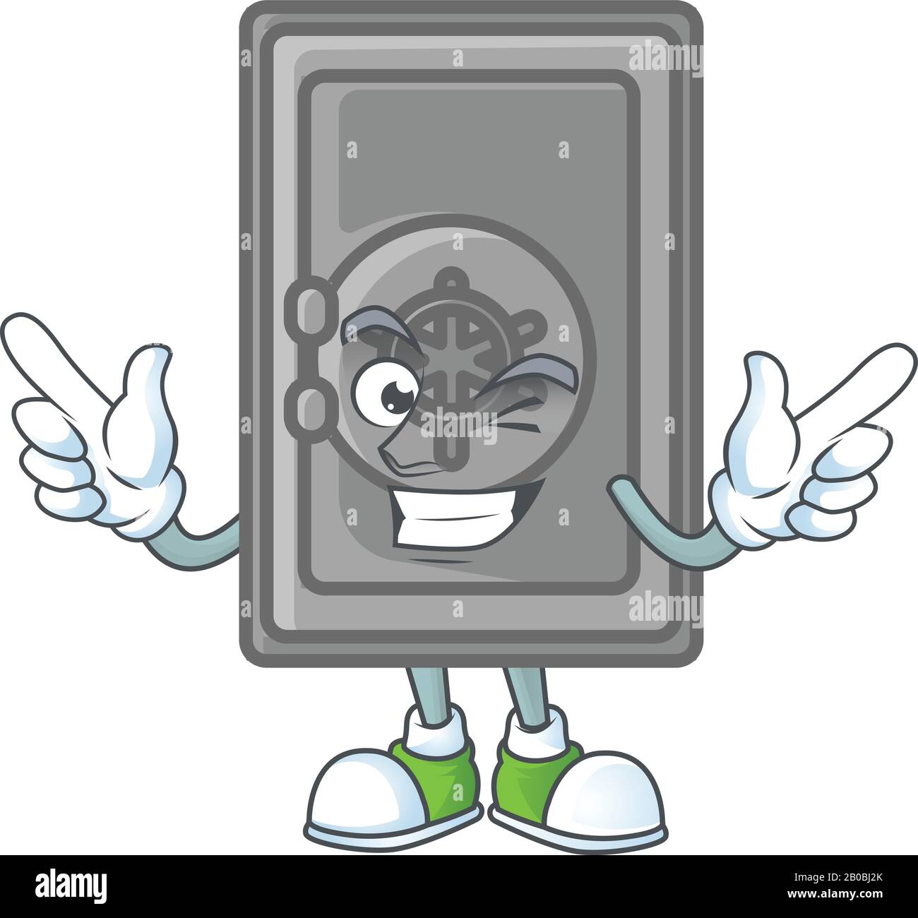 A comical face security box closed mascot design with Wink eye Stock Vector