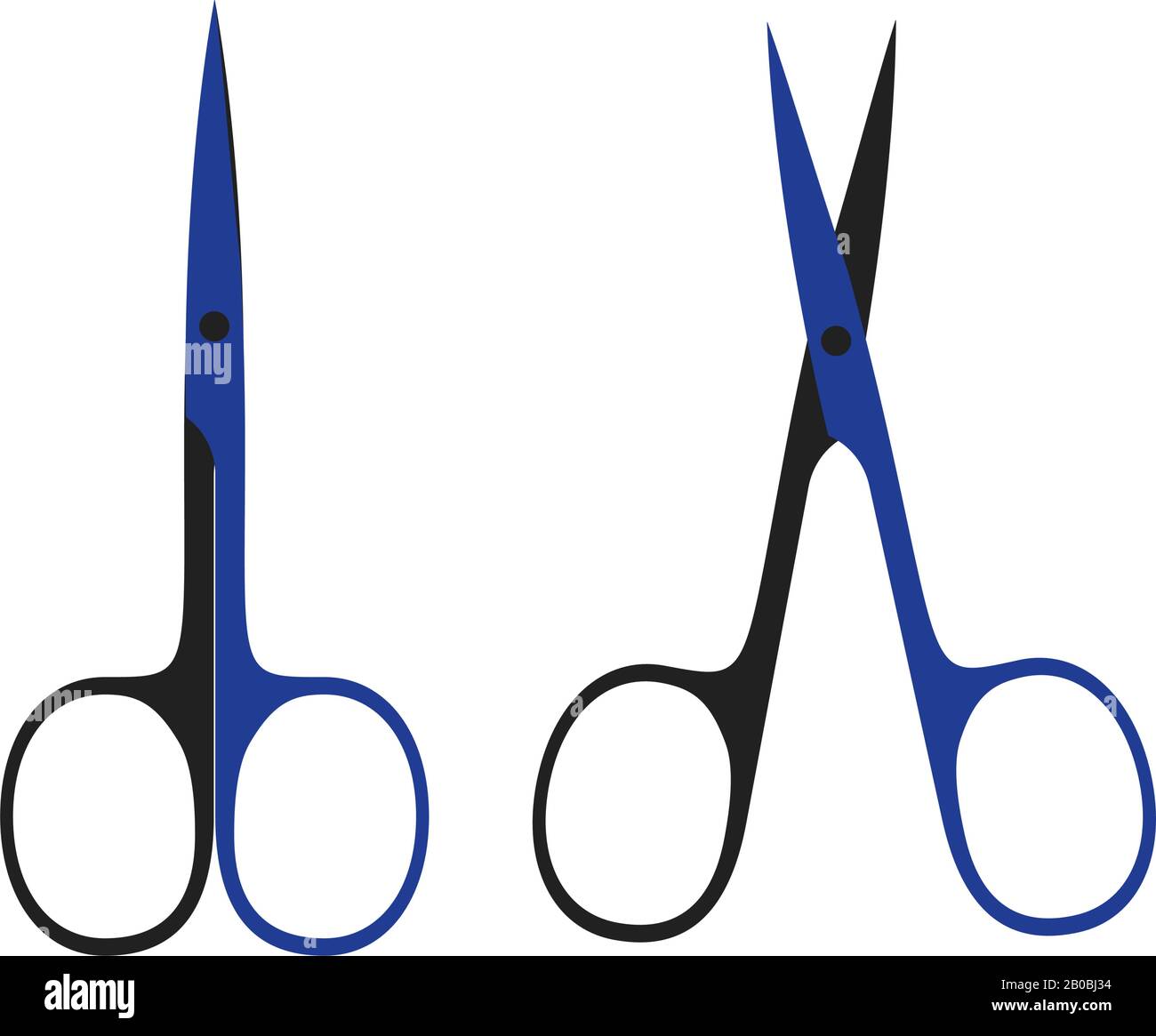 Manicure scissors flat icon. Open and closed nail cut tool Stock Vector
