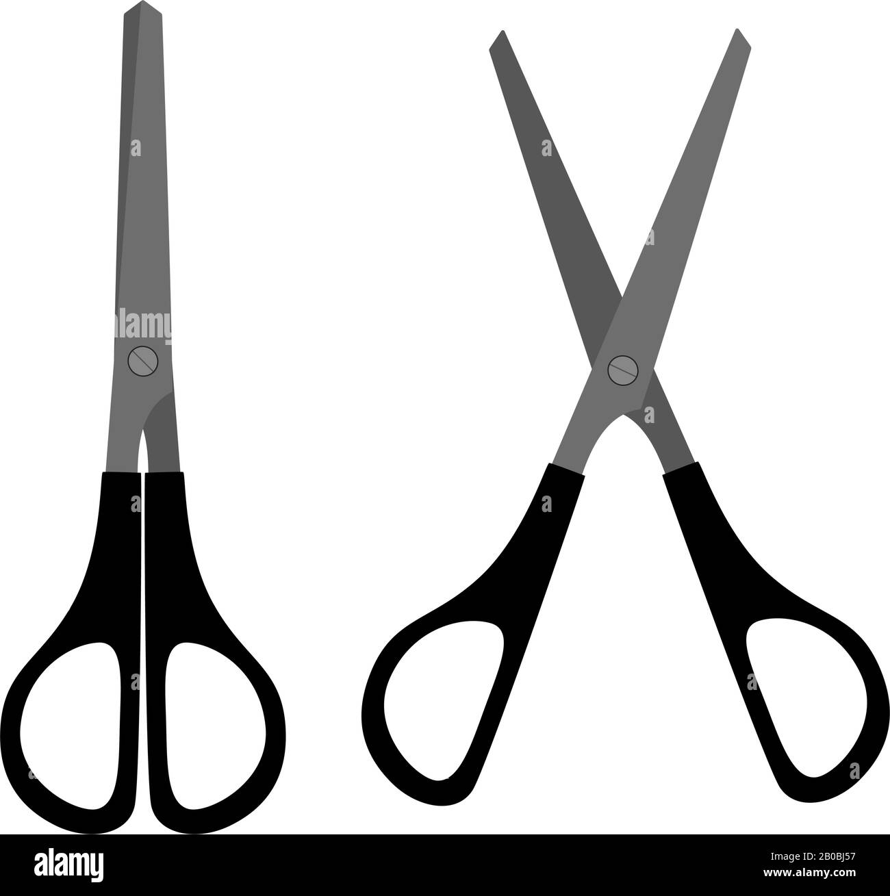 Stationery scissors flat icon. Open and closed tool for paper cut Stock Vector