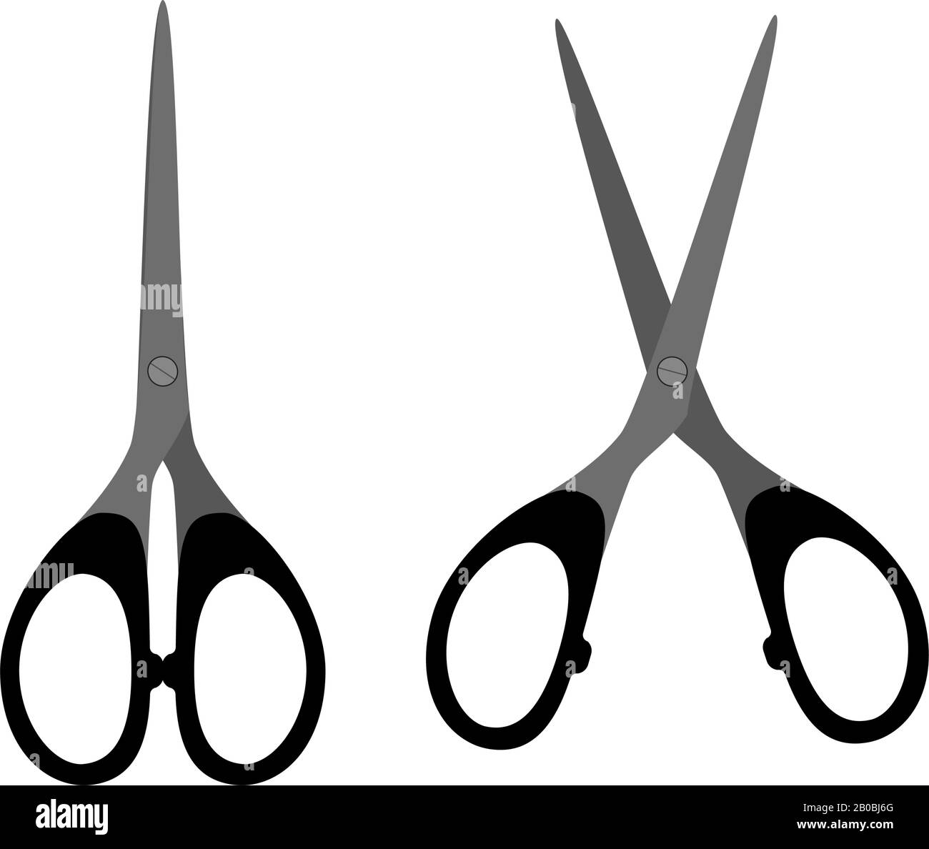 Stationery scissors flat icon. Open and closed tool for paper cut Stock Vector