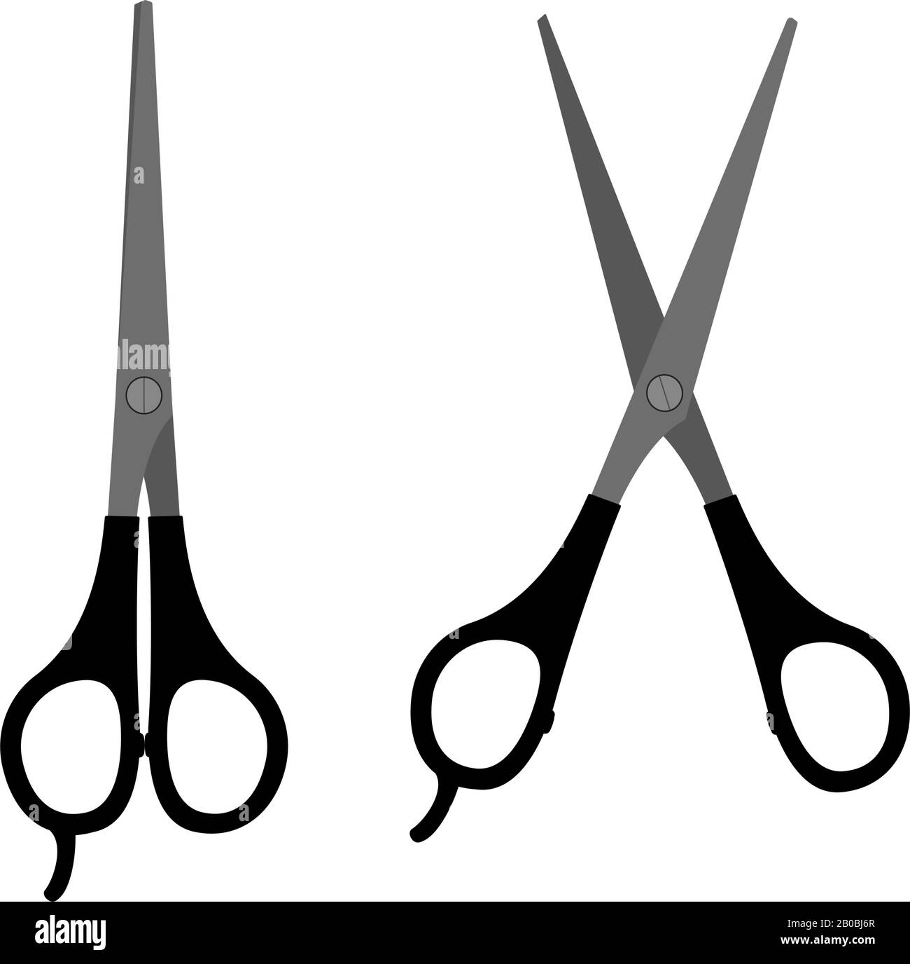 Hairdresser scissors flat icon. Open and closed hair cut tool. Stock Vector