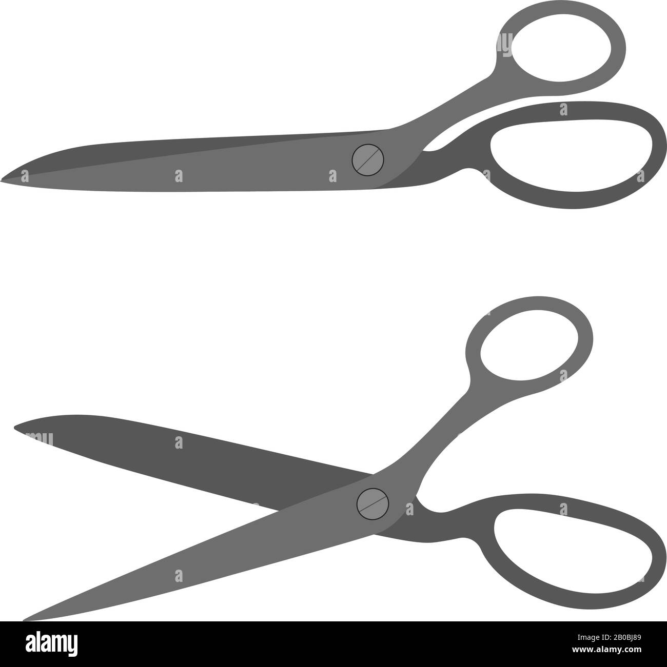 Tailor scissors flat icon. Open and closed fabric cut tool Stock Vector