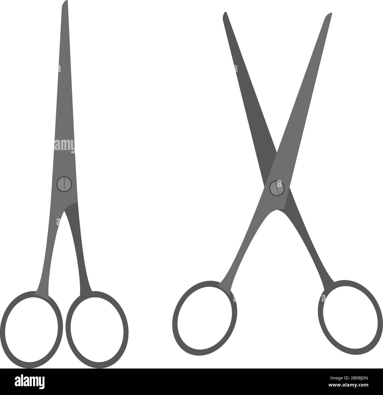 Hairdresser scissors flat icon. Open and closed hair cut tool. Stock Vector