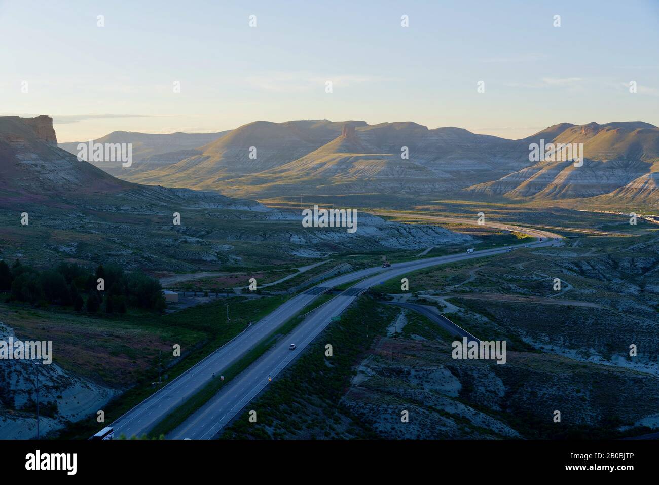 Overlooking Interstate 80 from above the Green River Tunnel near Green River, Wyoming Stock