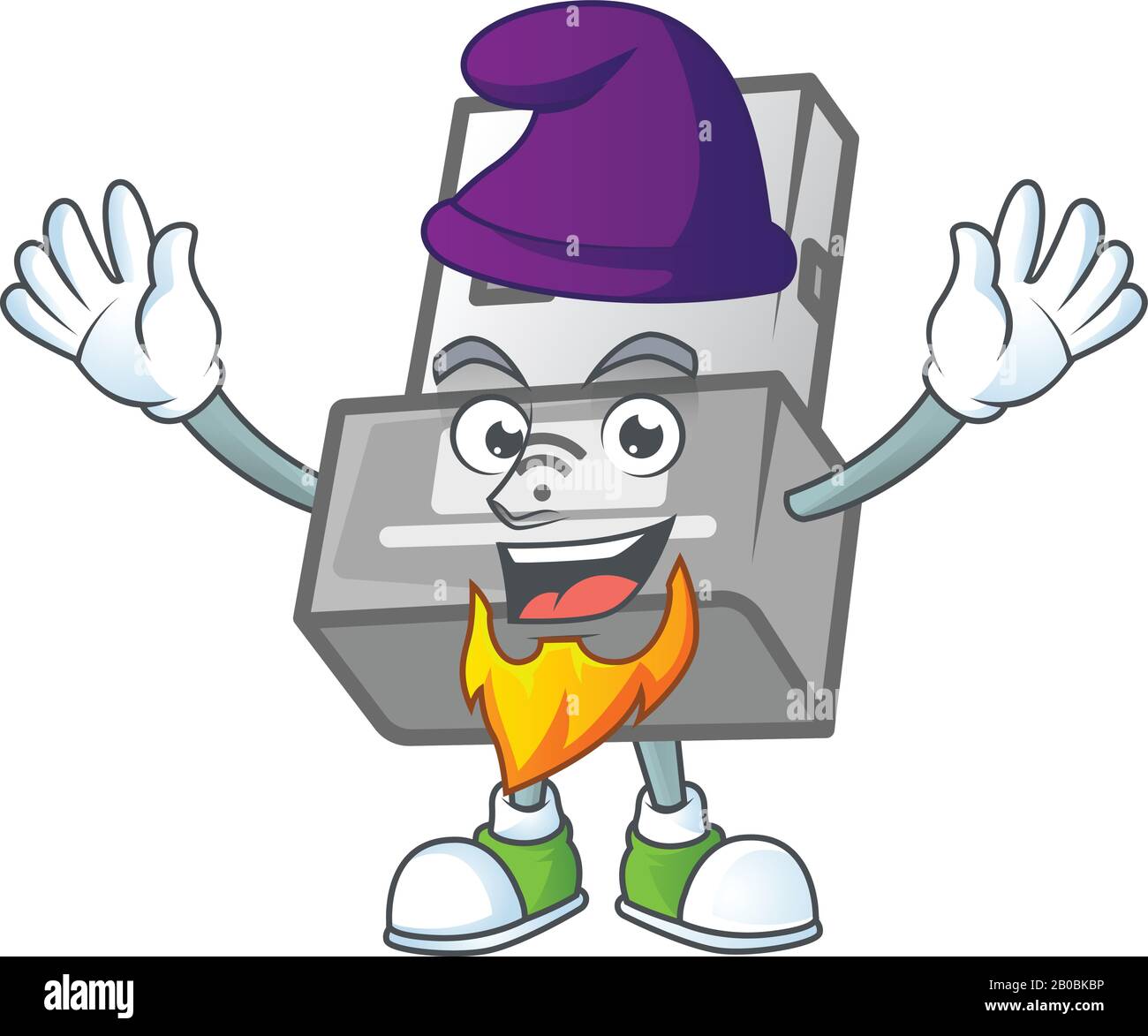 Cute USB wireless adapter mascot icon performed as an Elf on the stage ...