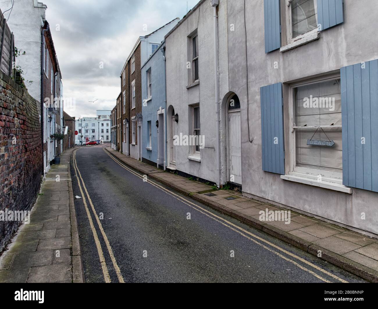 View looking west along North Street towards Alfred Square in Deal old town conservation area Kent Stock Photo