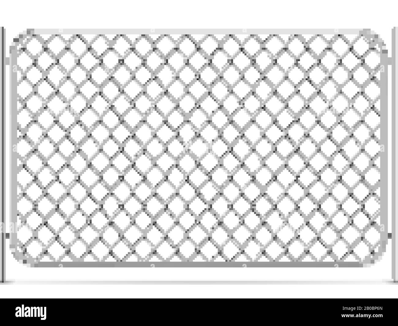 Seamless glossy metal chain link fence on white Stock Vector