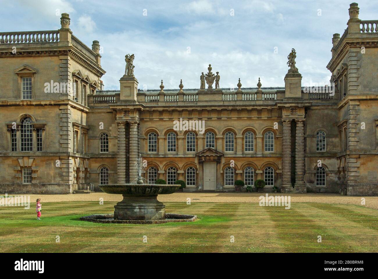 The exterior of Grimsthorpe Castle, Lincolnshire, UK; mainly Tudor but with the North Front rebuilt by Sir John Vanbrugh in 18th century. Stock Photo