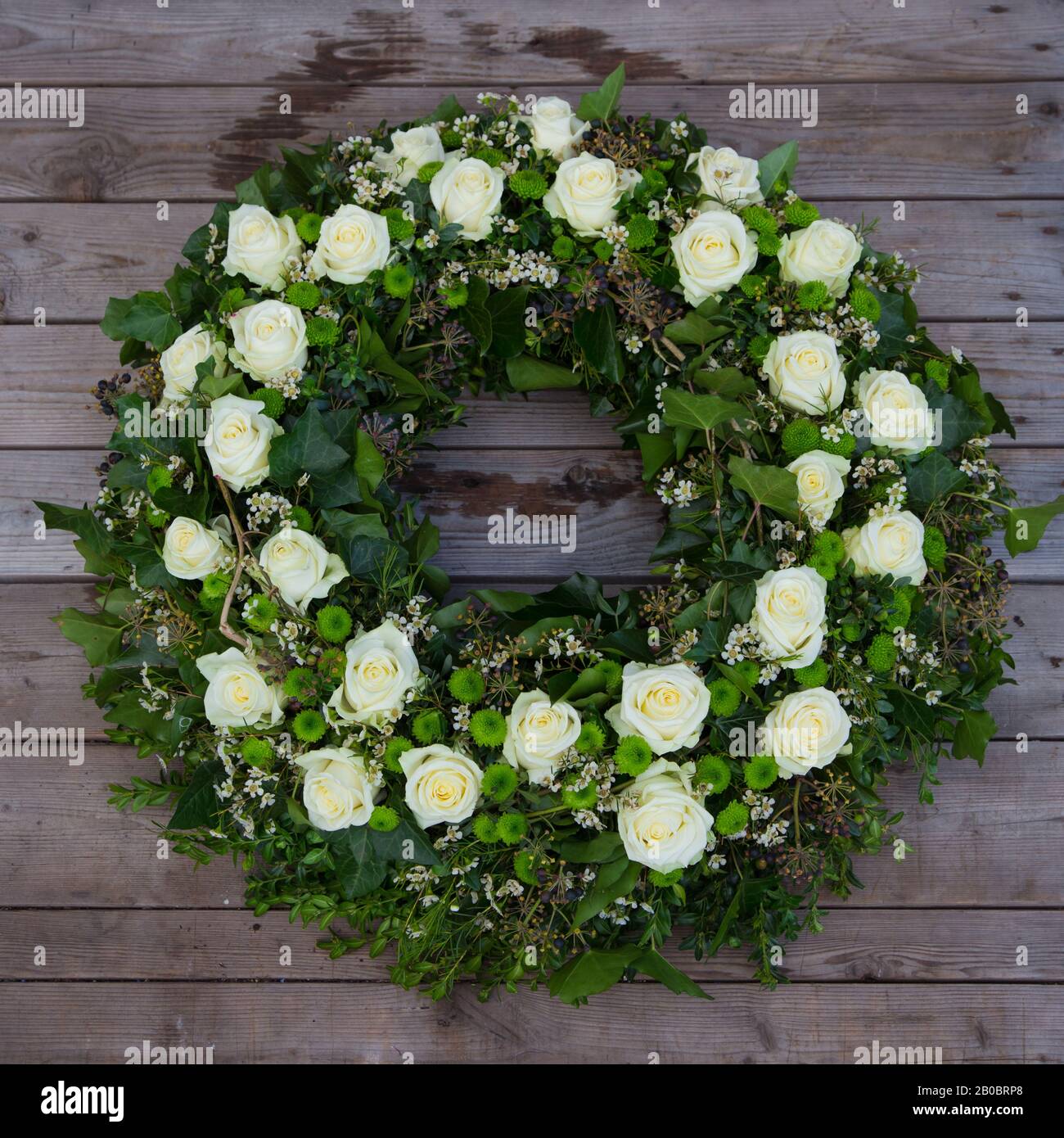Funeral wreath with fresh flowers Stock Photo Alamy