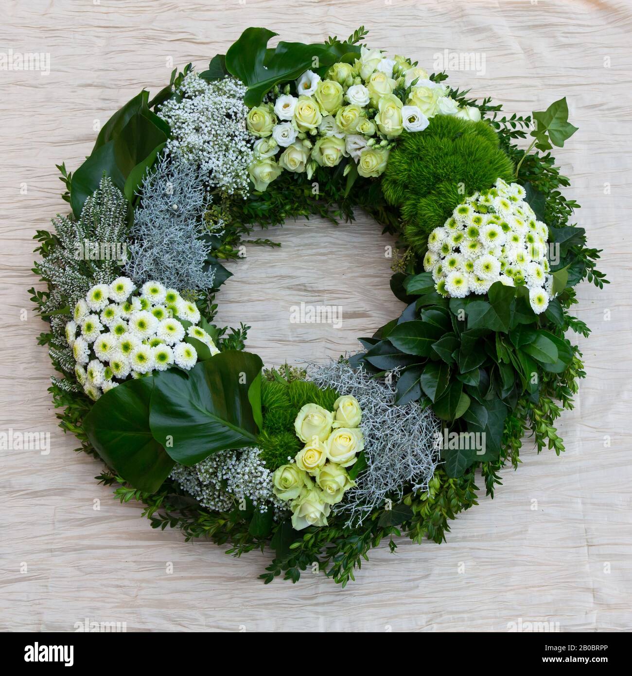 Funeral wreath with fresh flowers Stock Photo Alamy