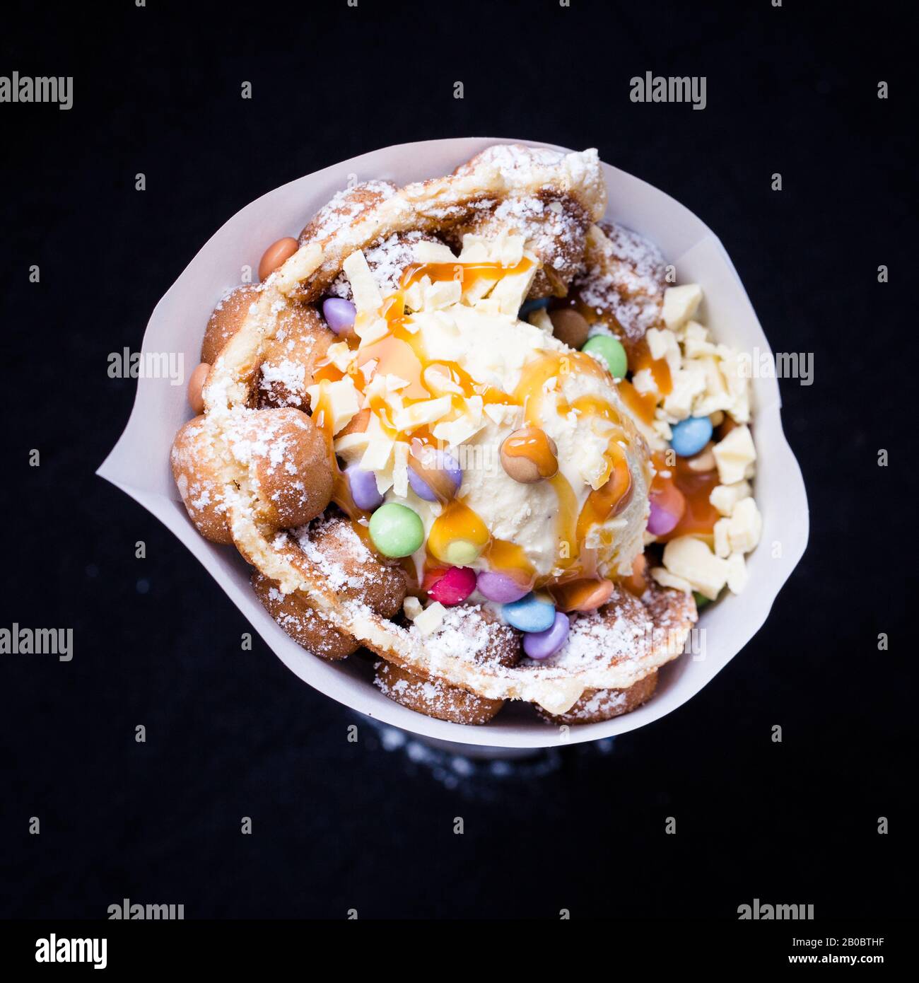 Bubble waffle with ice cream Stock Photo Alamy