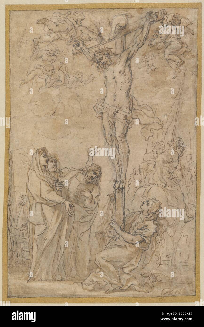 Abraham Jansz. van Diepenbeeck, Crucifixion, 1630-1640, pen and brown ink, brown and grey wash, over graphite on paper, 9 1/2 in. x 6 1/4 in. (24.13 cm. x 15.88 cm.) Stock Photo