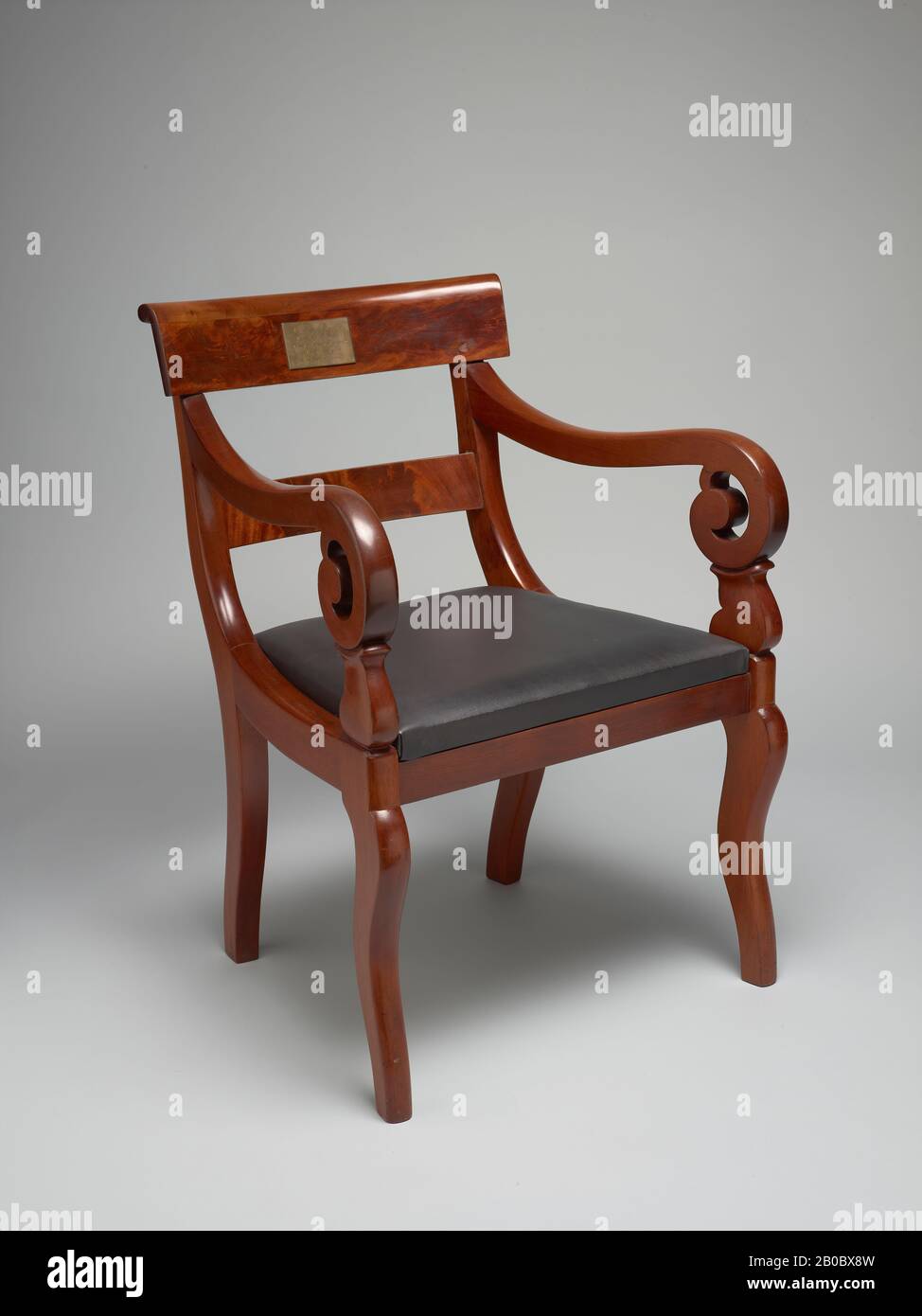 Unknown Artist, Armchair (Walker), ca. 1830, mahogany and modern leather upholstery, 34 1/2 in. x 23 3/4 in. x 17 3/8 in. (87.63 cm. x 60.33 cm. x 44.13 cm.) Stock Photo