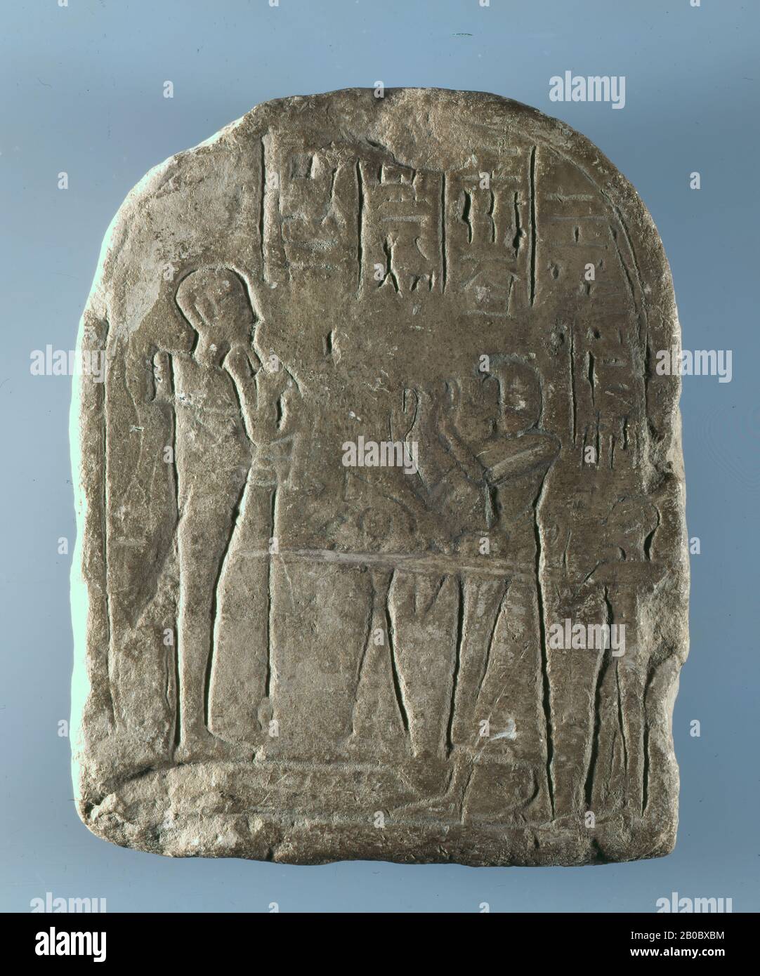 Unknown Artist, Funerary Stele, 1342 BC-1197 BC, stone (alabaster), 8 7/16 in. x 6 11/16 in. x 2 3/16 in. (21.5 cm. x 17 cm. x 5.5 cm.) Stock Photo