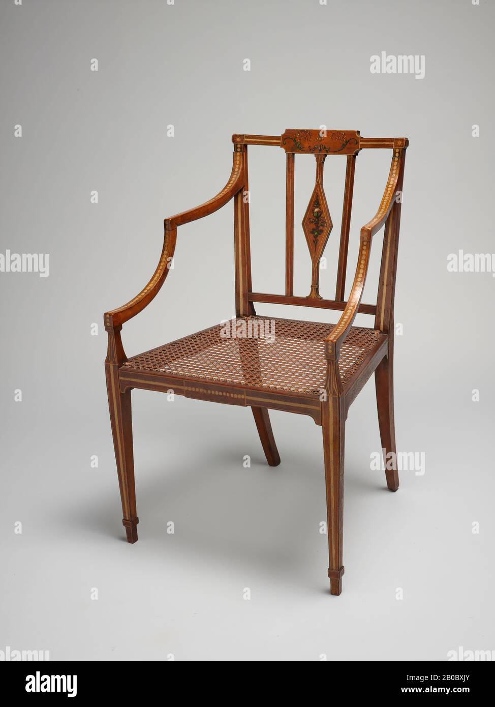 Unknown Artist, Armchair, 1790-1815, fruitwood, and cane, 16 3/4 in. x 21 7/8 in. x 18 in. (42.5 cm. x 55.6 cm. x 45.7 cm.) Stock Photo