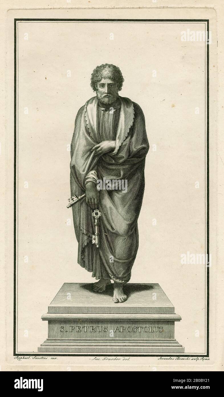 Secundus Bianchi, St. Peter the Apostle, 1750-1850, engraving on paper, 16 7/8 in. x 10 15/16 in. (42.8 cm. x 27.8 cm.) Stock Photo