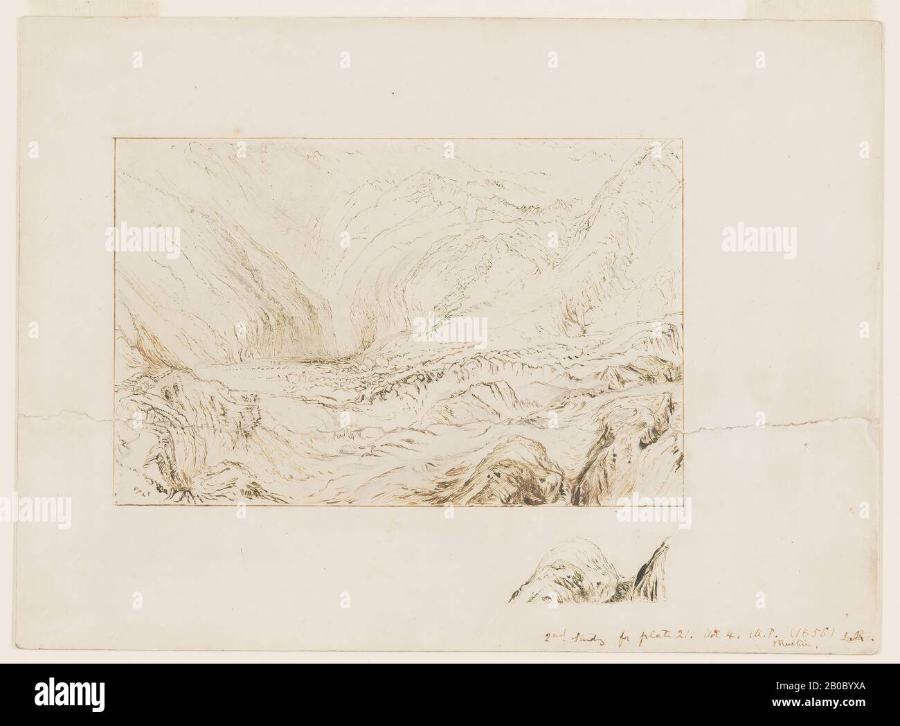 John Ruskin, The Pass of Faido, 1856, black ink and graphite on off-white bristol board, 7 1/2 in. x 10 5/16 in. (19.05 cm x 26.19 cm Stock Photo