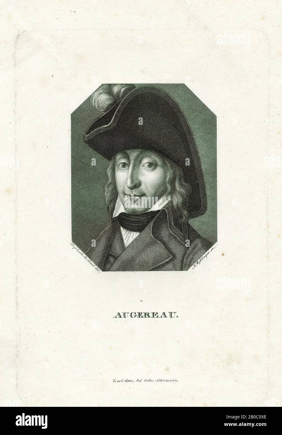 Johann Martin Esslinger, Augereau, 1793-1841, engraving on paper Stock Photo