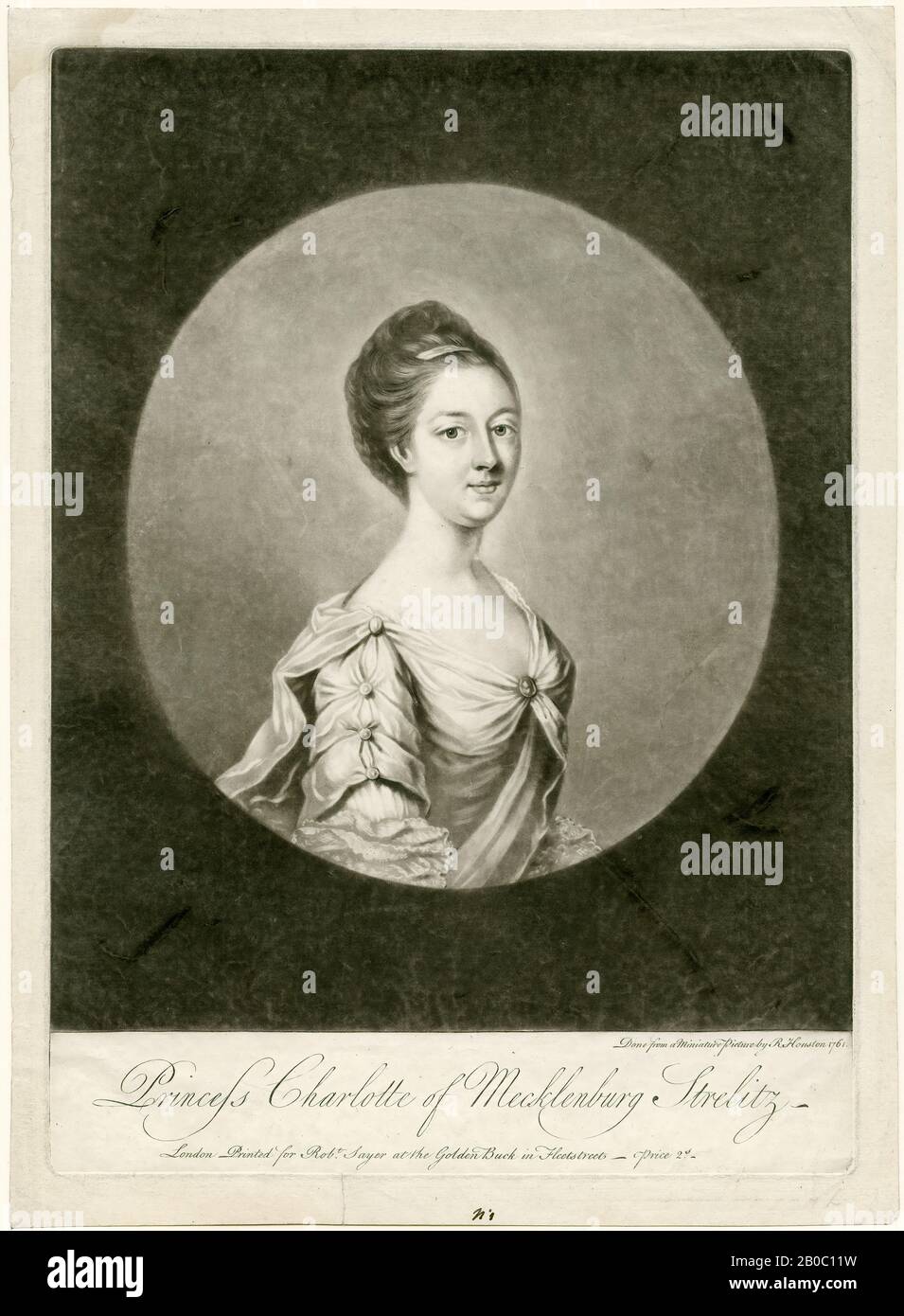 Richard Houston, Portrait of Charlotte of Mecklenburg Strelitz, 1761, mezzotint on paper Stock Photo