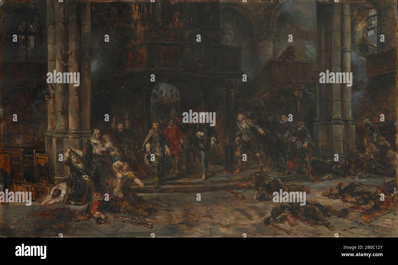 Eugène Isabey, Massacre of St. Bartholomew's Day, ca. 1866, oil on panel, 21 7/16 in. x 35 7/16 in. (54.45 cm. x 90.01 cm.) Stock Photo
