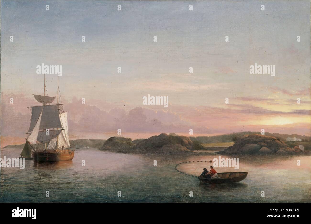 Mary Blood Mellen, Gloucester Harbor (formerly attributed to Fitz Henry [Hugh] Lane), ca. 1870, oil on canvas, 24 3/16 in. x 36 1/8 in. (61.44 cm x 91.76 cm Stock Photo