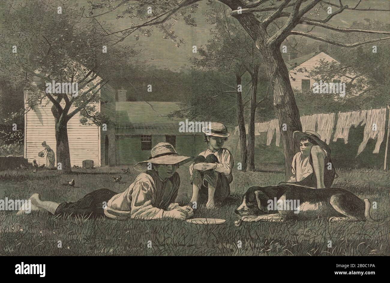 Winslow Homer, The Nooning, 1873, wood engraving on paper Stock Photo