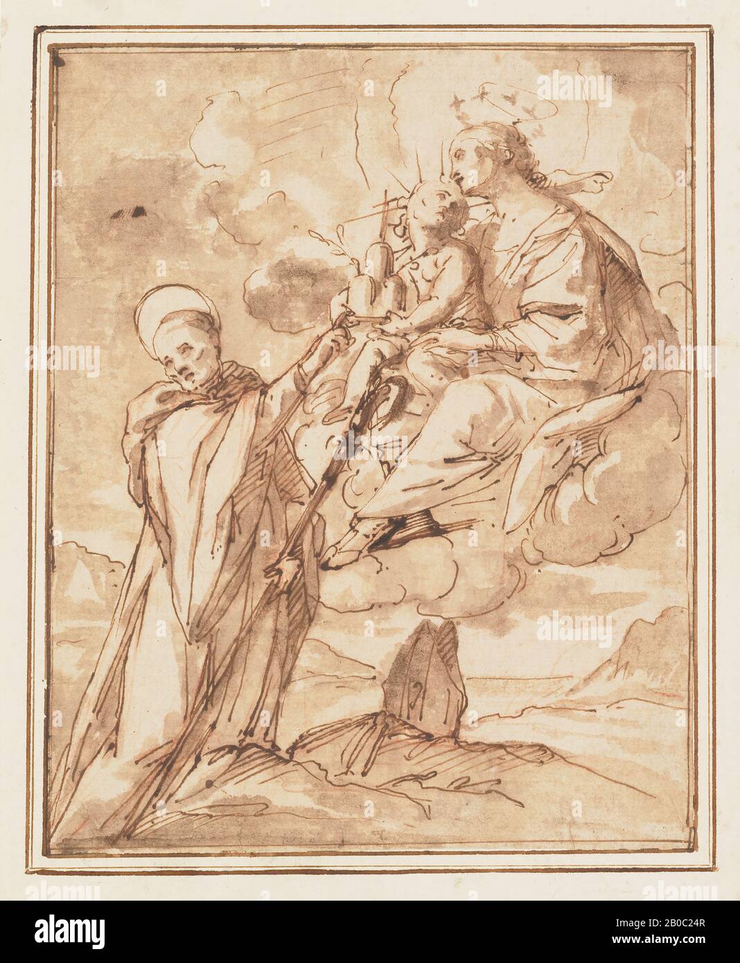 Rutilio di Lorenzo Virgin and Child with St. Bernard of Clairvaux, 15711639, pen and