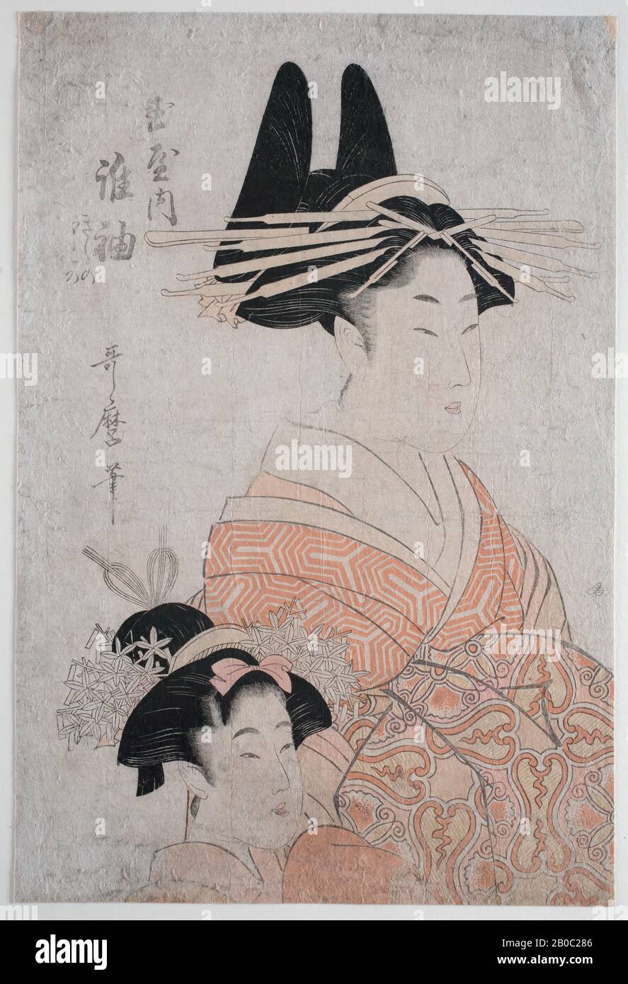 Kitagawa Utamaro, Two Courtesans (heads), 1753-1806, color woodcut on paper, 14 7/8 in. x 10 in. (37.8 cm. x 25.4 cm.) Stock Photo