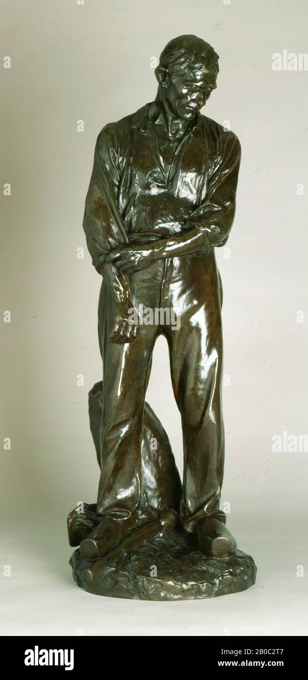 Aime-Jules Dalou, The Peasant, ca. 1900, bronze, 30 1/2 in. x 10 5/8 in. x 10 1/16 in. (77.5 cm. x 27 cm. x 25.5 cm.) Stock Photo