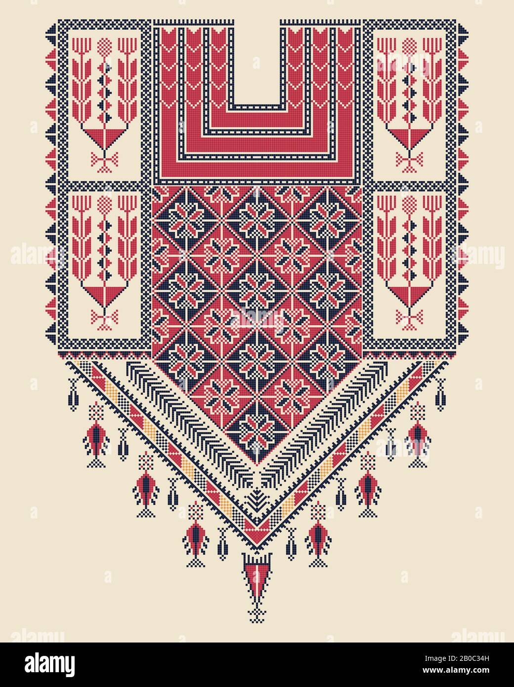 Vector Tatreez Pattern Design With Palestinian Traditional Embroidery Vector Tatreez Pattern Design With Palestinian Traditional Embroidery