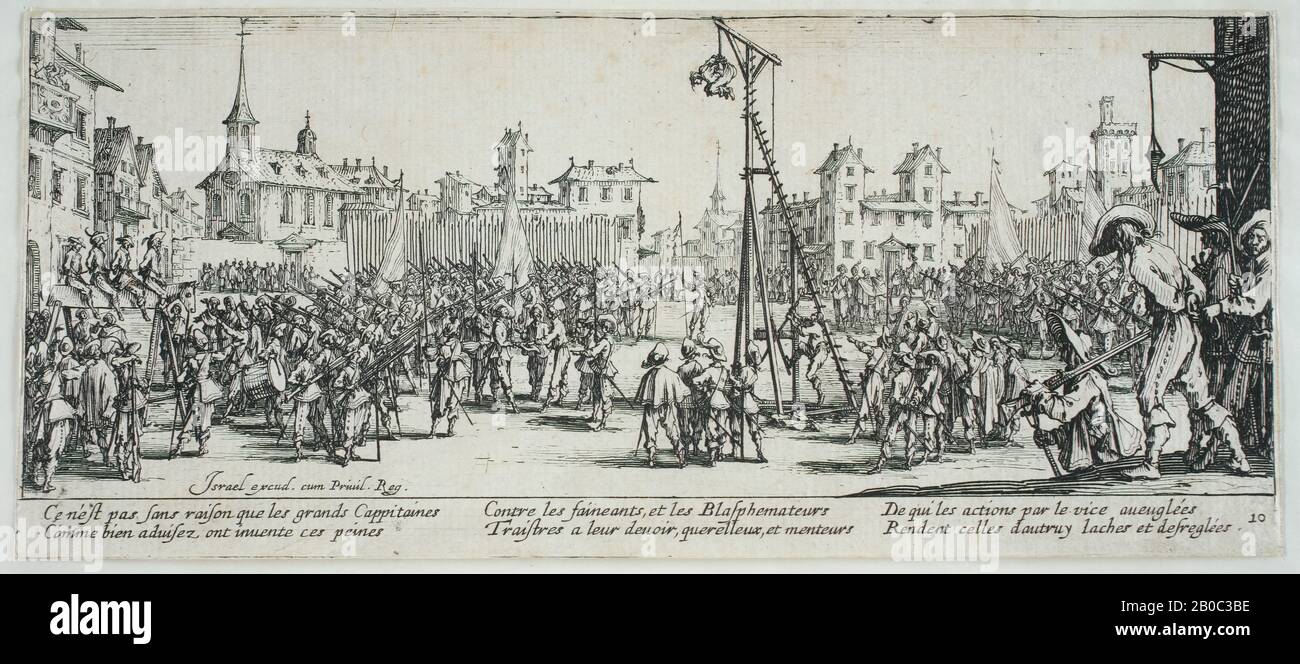 Jacques Callot, The Strappado, 1633, etching on paper, 3 1/4 in. x 7 9/16 in. (8.26 cm x 19.21 cm Stock Photo