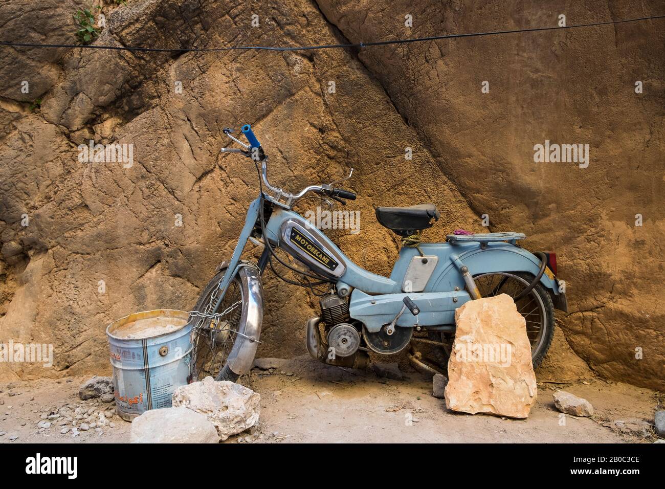 Morocco, Todra gorges, motobecane Stock Photo