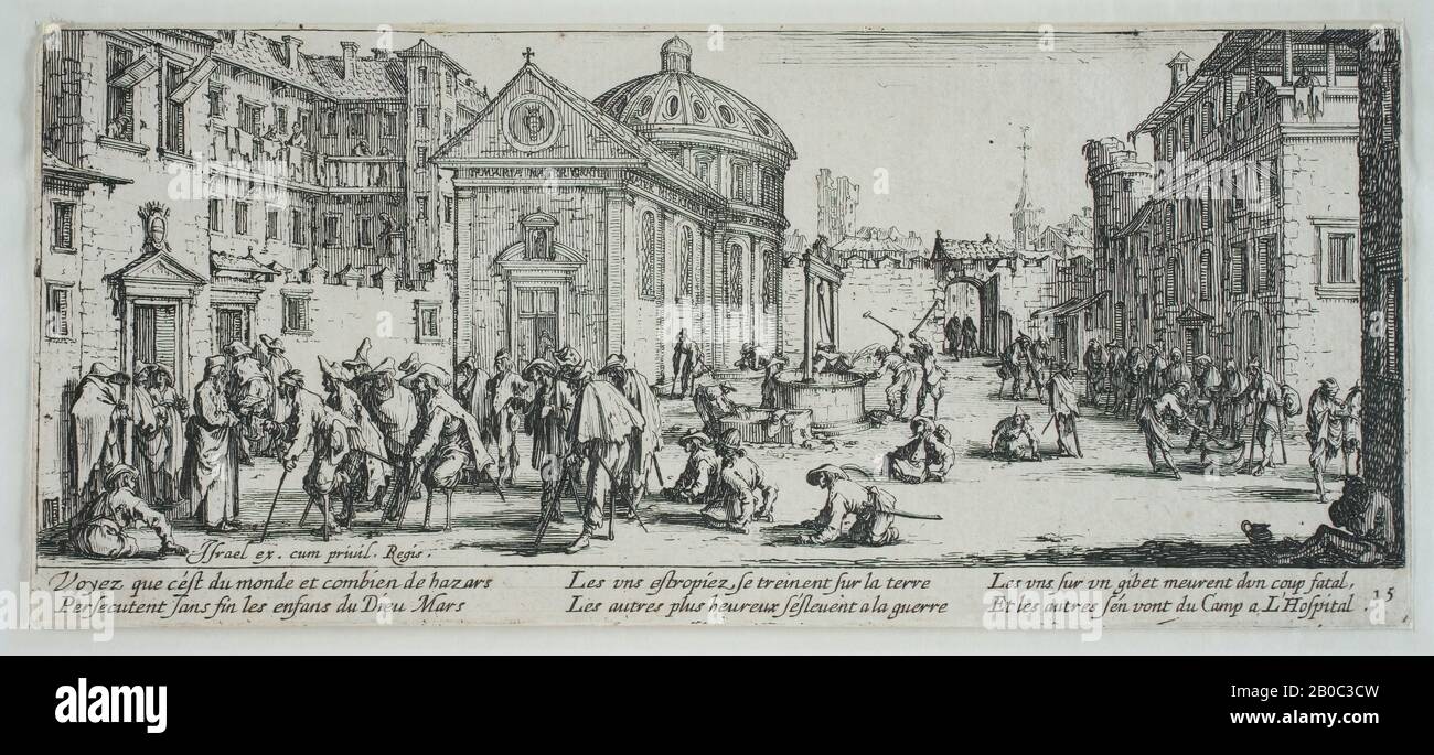 Jacques Callot, The Hospital, 1633, etching on paper, 3 1/4 in. x 7 5/16 in. (8.26 cm x 18.57 cm Stock Photo